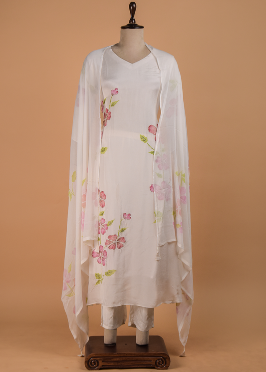 White Crepe Straight Set