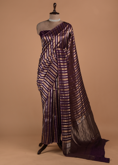 Purple Art Silk Banarasi Saree