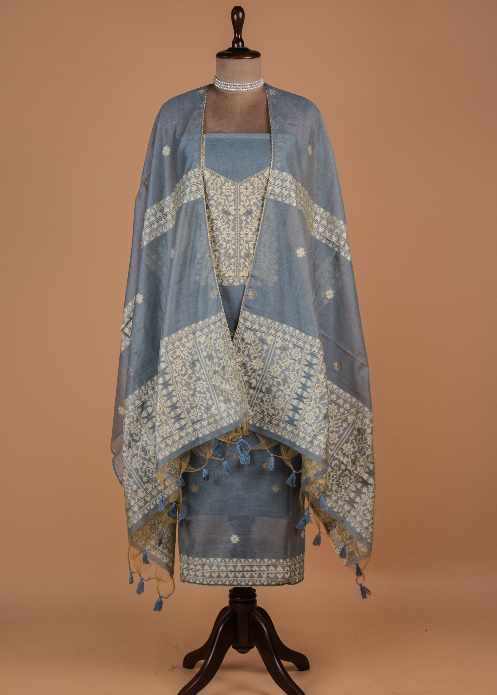 Blue Cotton Dress Material