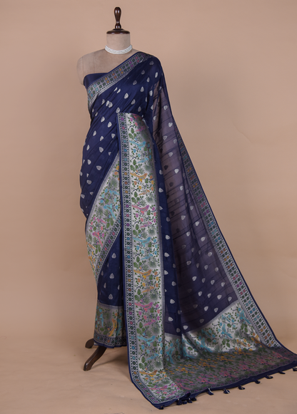 Blue Art Tussar Georgette Banarasi Saree