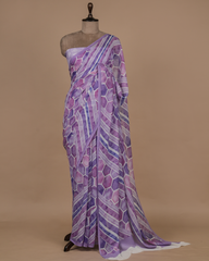 Purple Chiffon Printed Saree