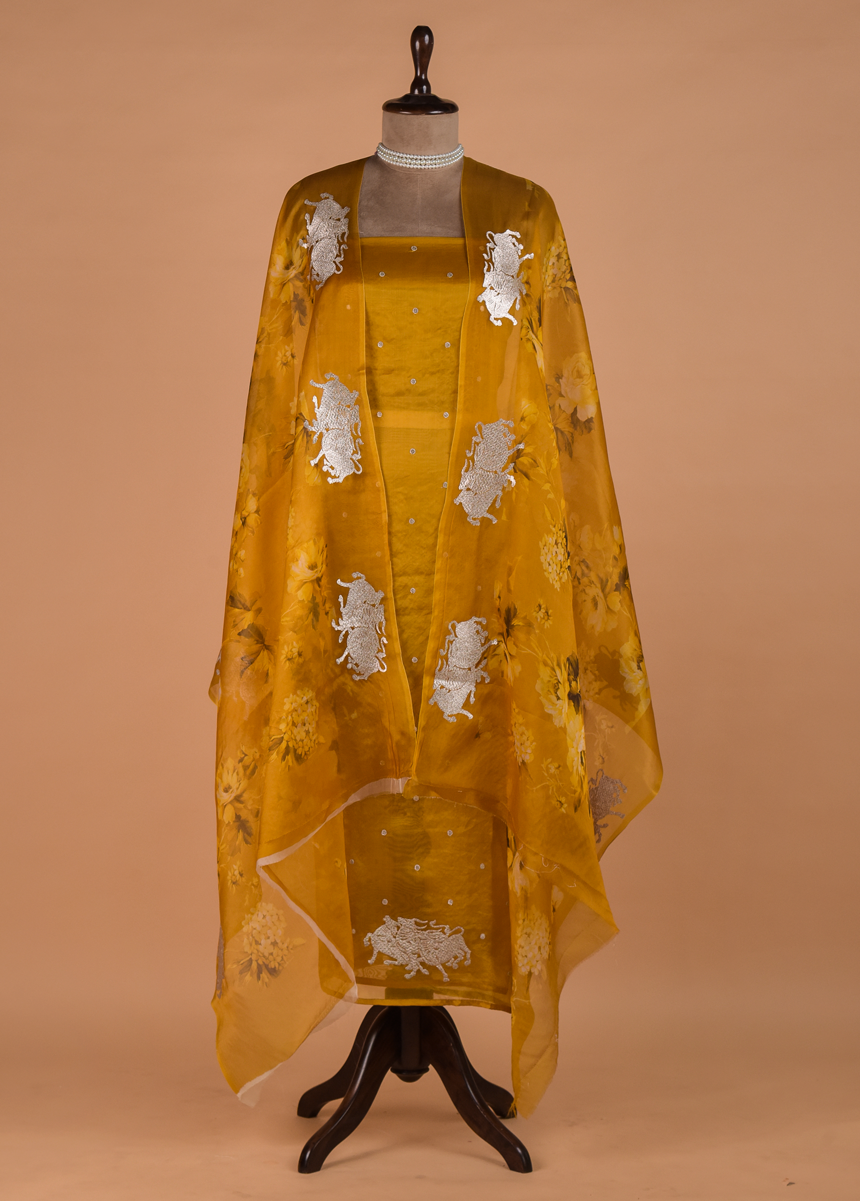 Yellow Cotton Silk Dress Material | Greenways Delhi