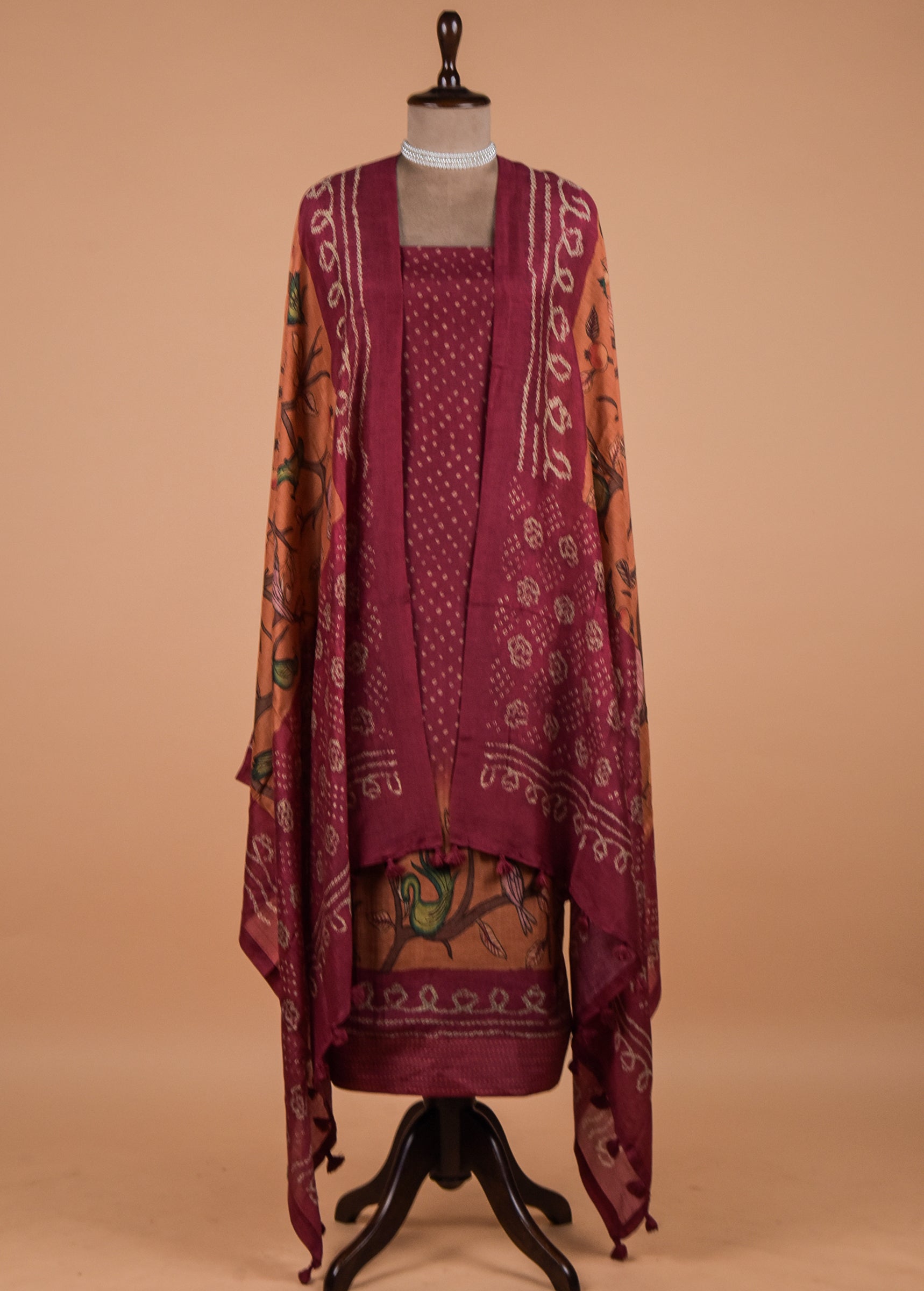 Red Cotton Silk Dress Material