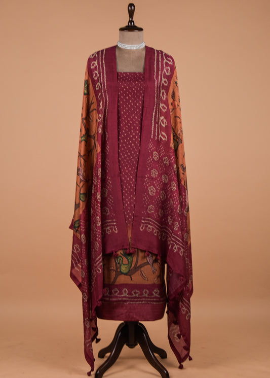 Red Cotton Silk Dress Material