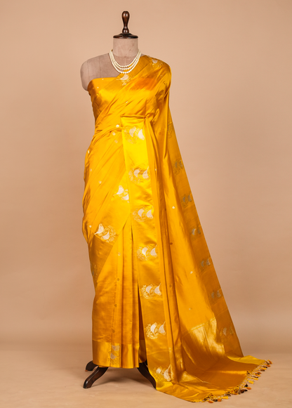 Yellow Silk Banarasi Saree