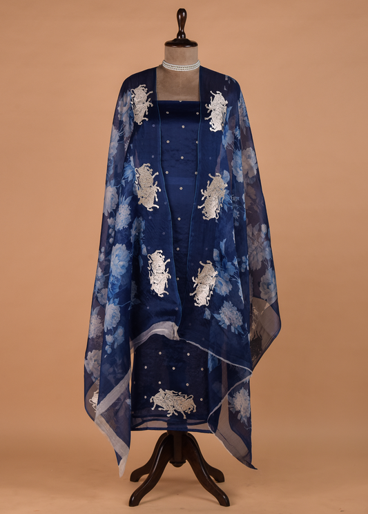 Blue Cotton Silk Dress Material