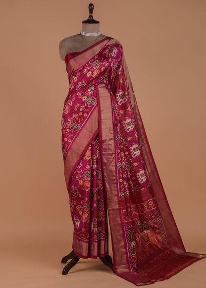 Pink Silk Patola Saree