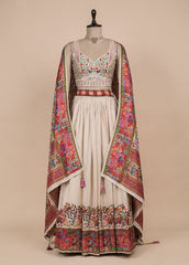 Cream Soft Silk Lehenga