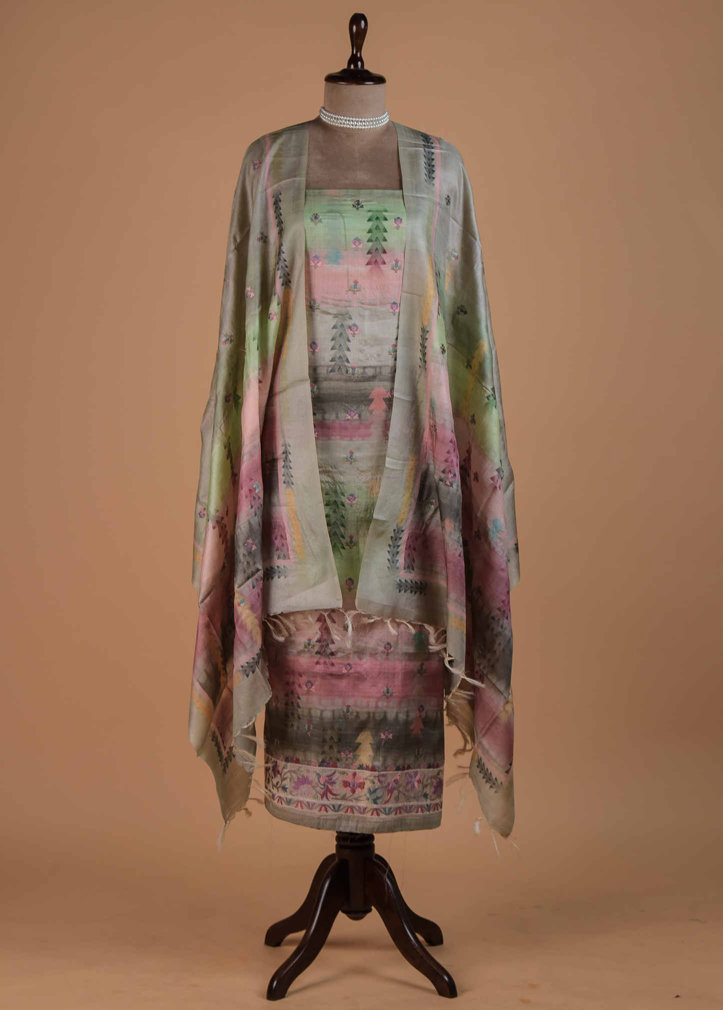 Multicoloured Tussar Dress Material