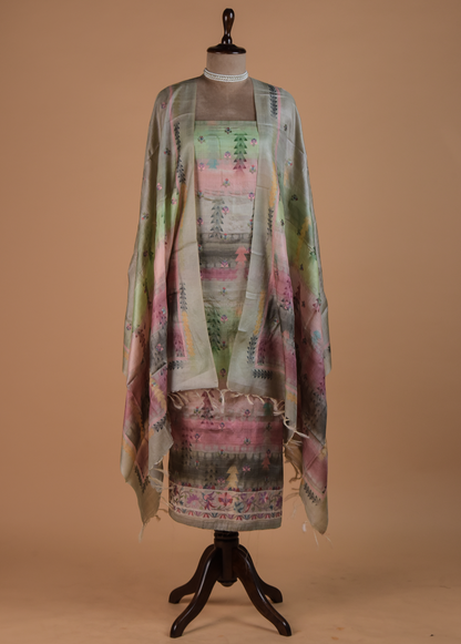 Multicoloured Tussar Dress Material