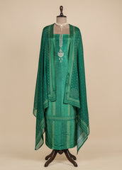 Green Crepe Silk Dress Material