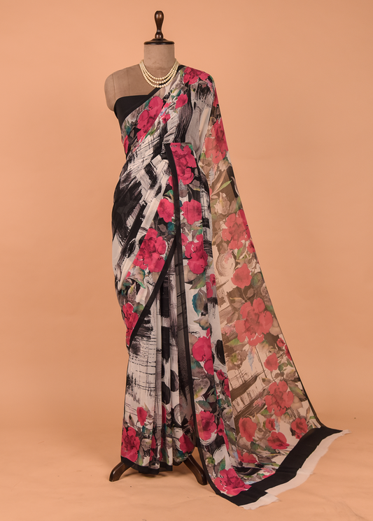 Multicoloured Georgette Printed Saree