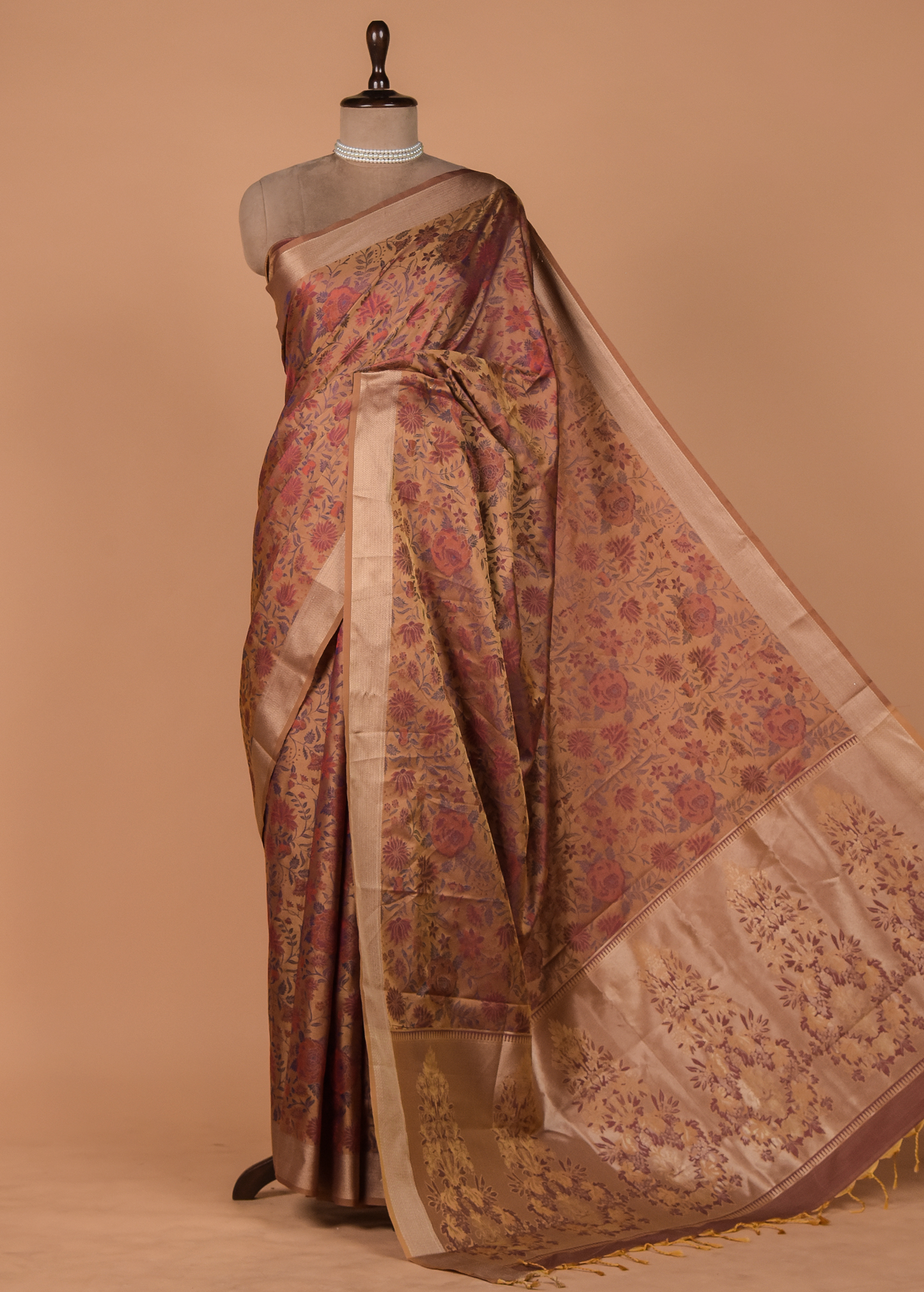 Peach Art Silk Kanjeevaram Saree