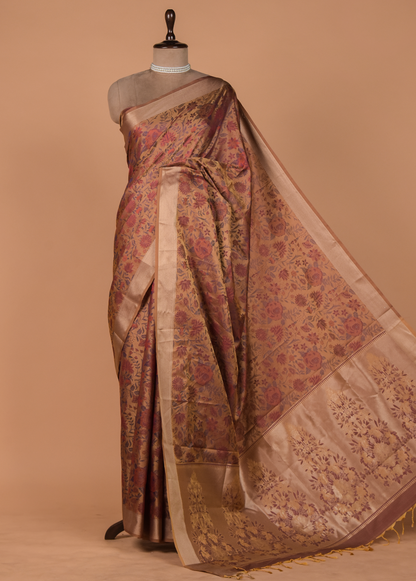 Peach Art Silk Kanjeevaram Saree
