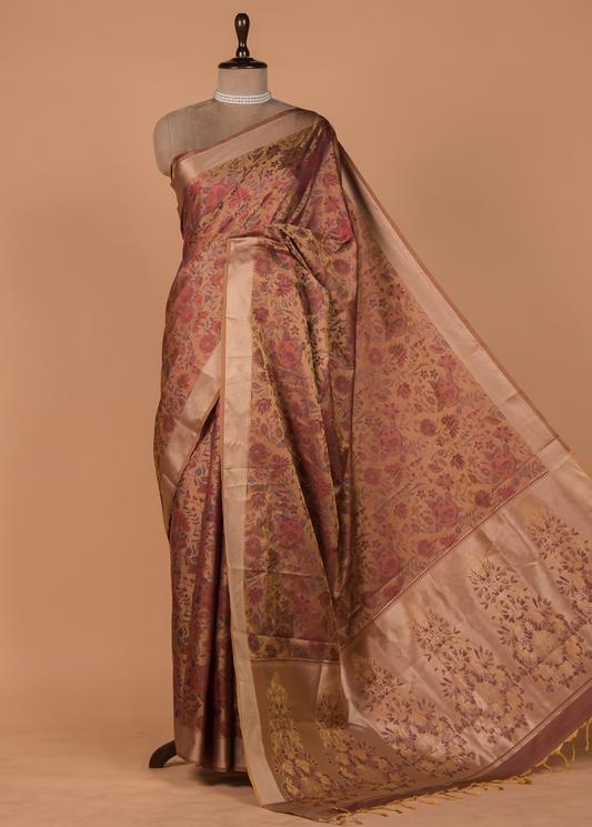 Peach Art Silk Kanjeevaram Saree