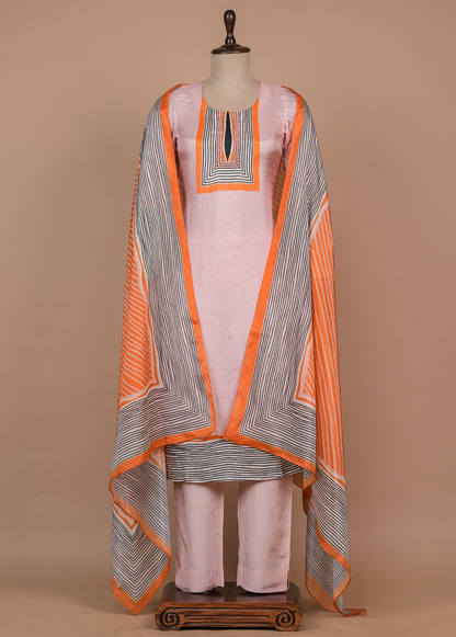 Multicoloured Cotton Silk Straight Set