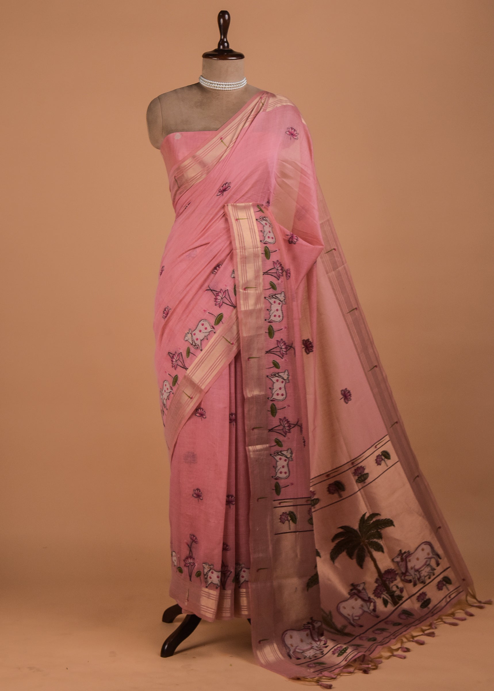 Pink Cotton Banarasi Saree