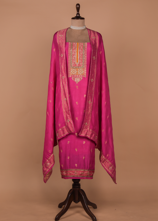 Pink Cotton Silk Dress Material