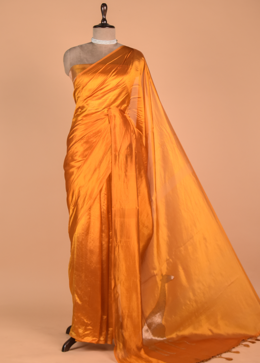 Orange Chinia Silk Banarasi Saree