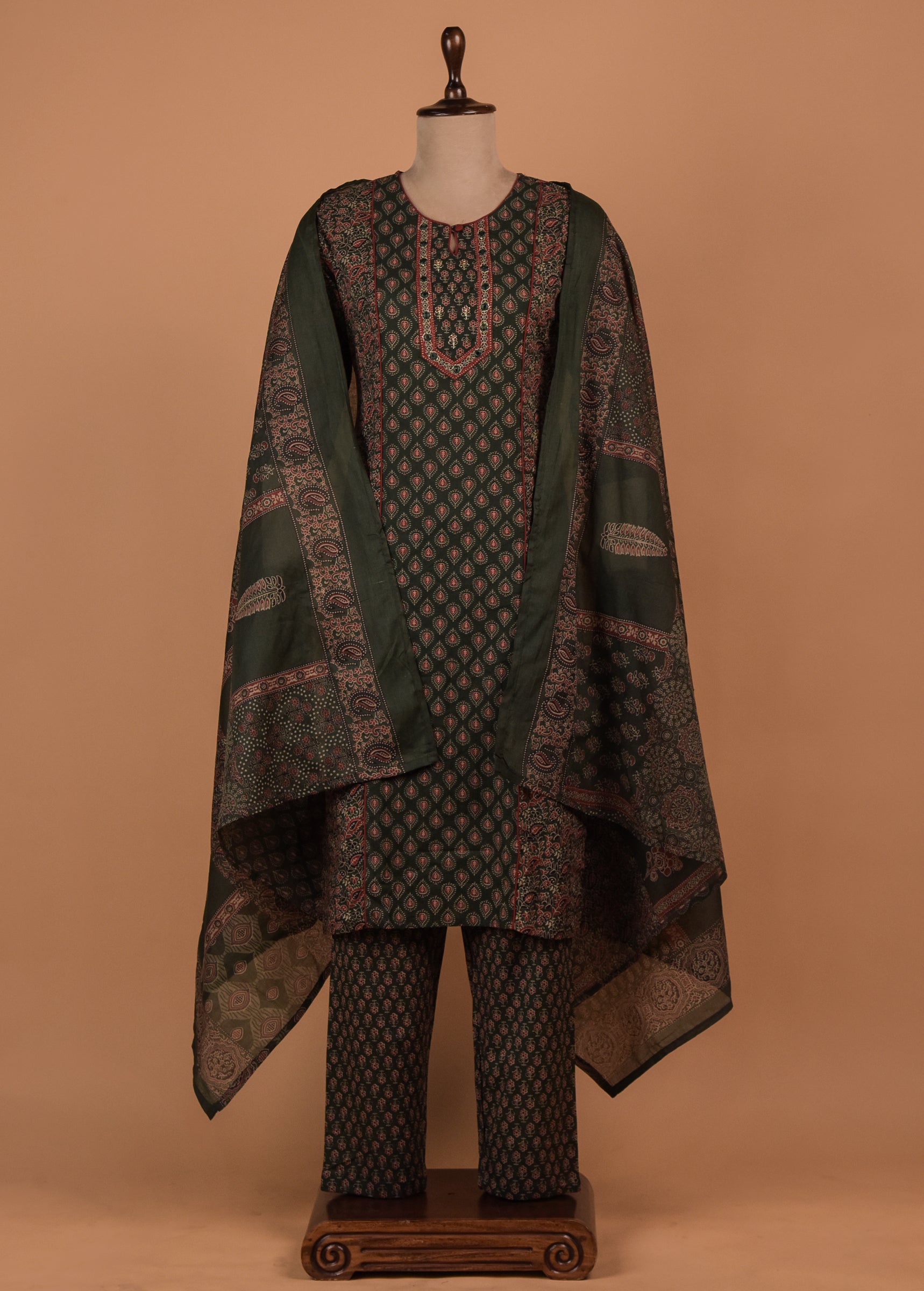 Green Cotton Straight Set