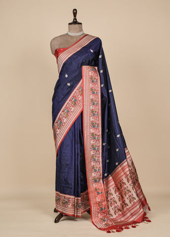 Blue Silk Banarasi Saree