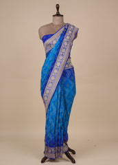 Blue Georgette Bandhani Saree