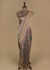 Beige Silk Banarasi Saree