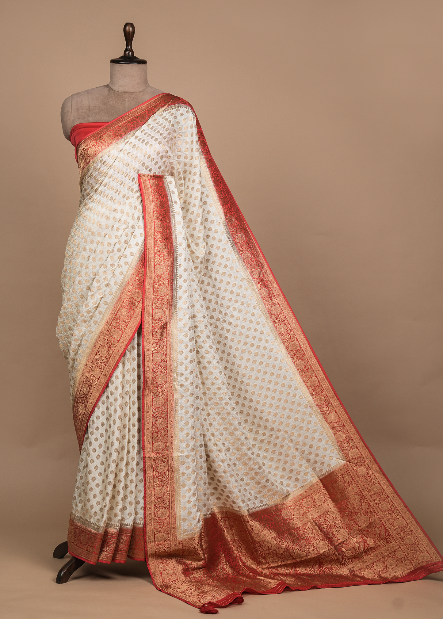 Cream Georgette Banarasi Saree