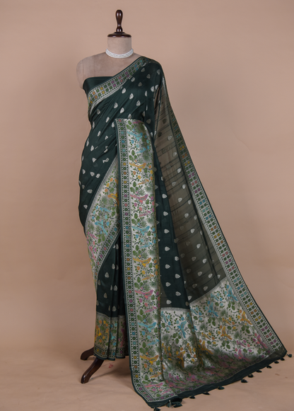 Green Art Tussar Georgette Banarasi Saree
