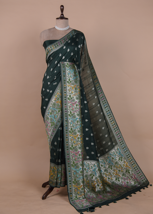Green Art Tussar Georgette Banarasi Saree