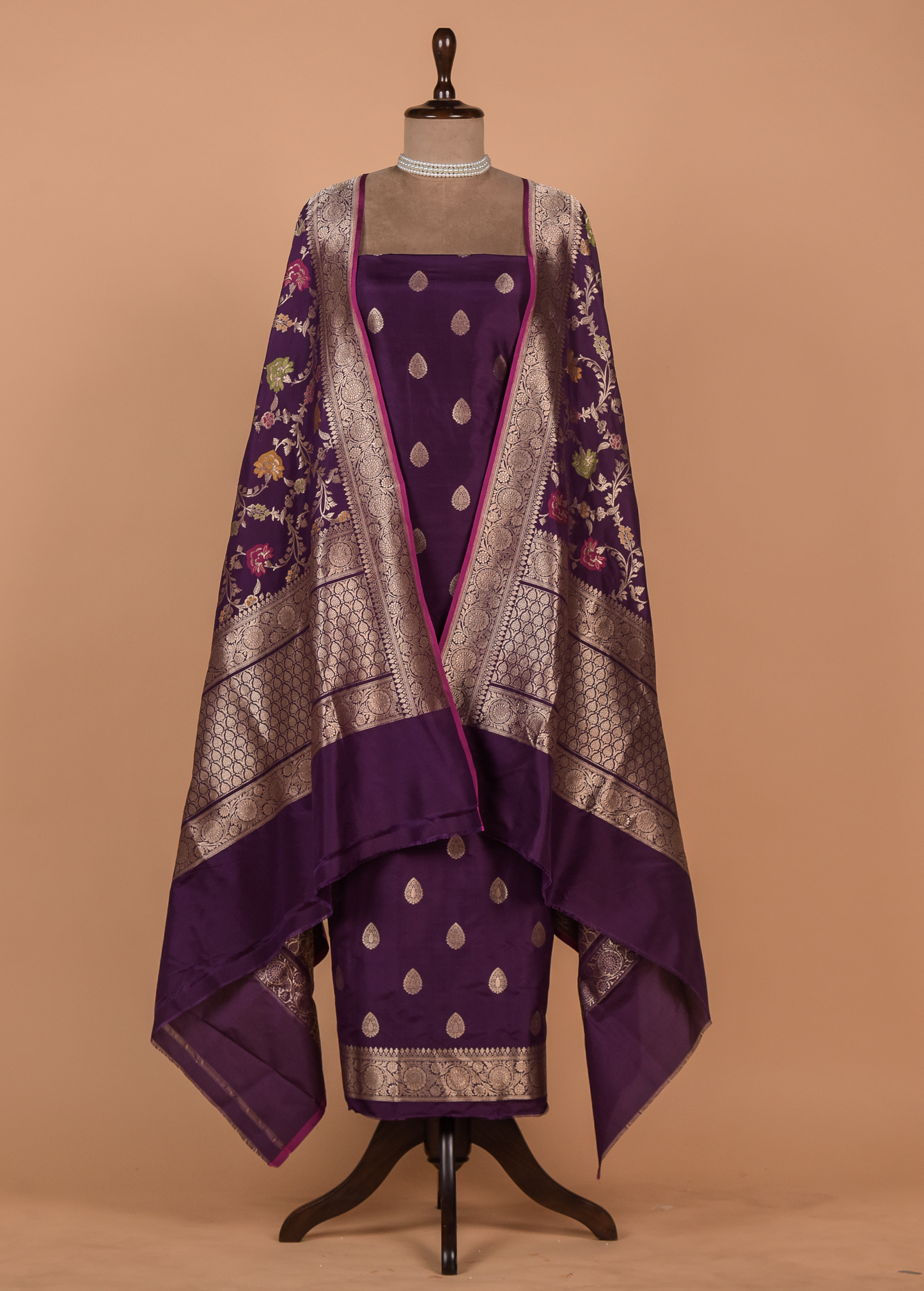 Purple Silk Dress Material