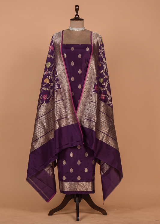 Purple Silk Dress Material