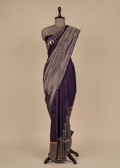 Purple Silk Banarasi Saree