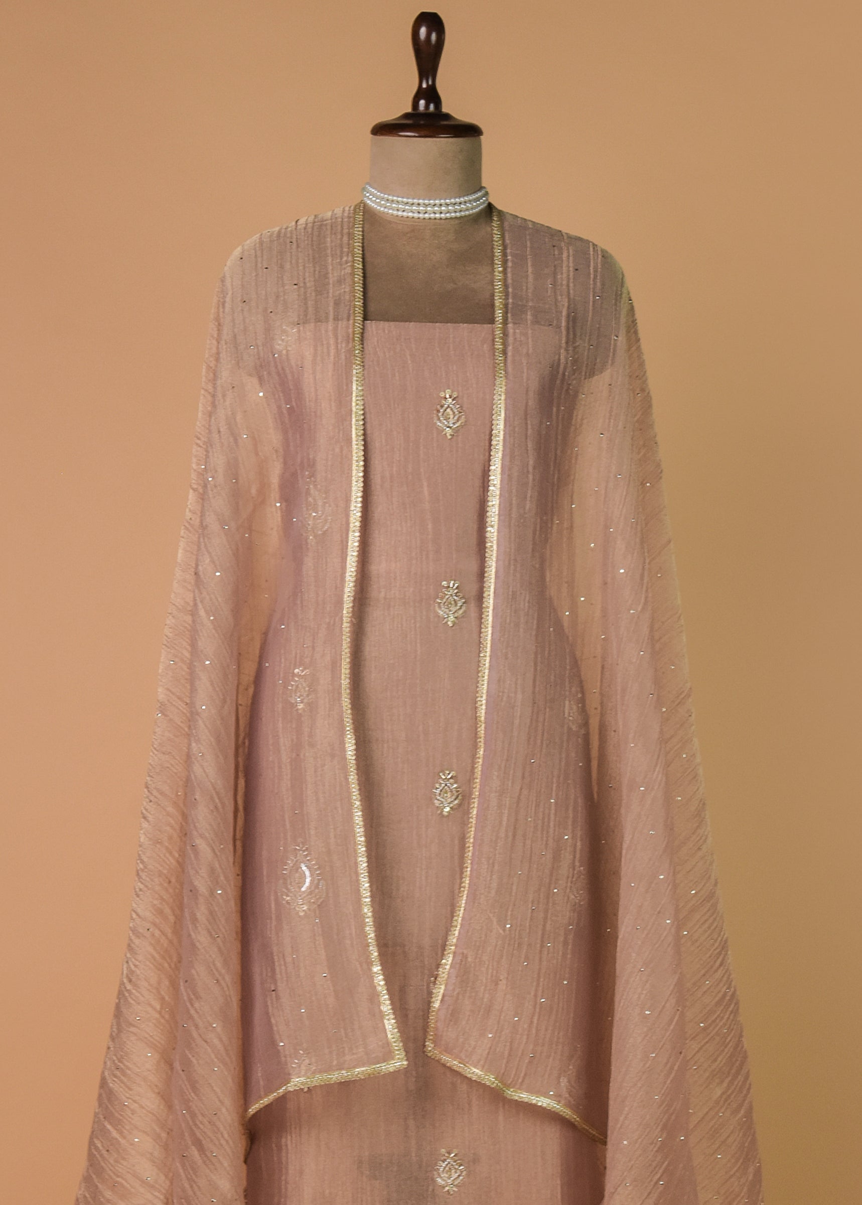 Pink Shimmer Georgette Dress Material