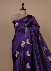 Purple  Crepe Silk Banarasi Saree