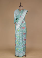 Green Tussar Georgette Banarasi Saree