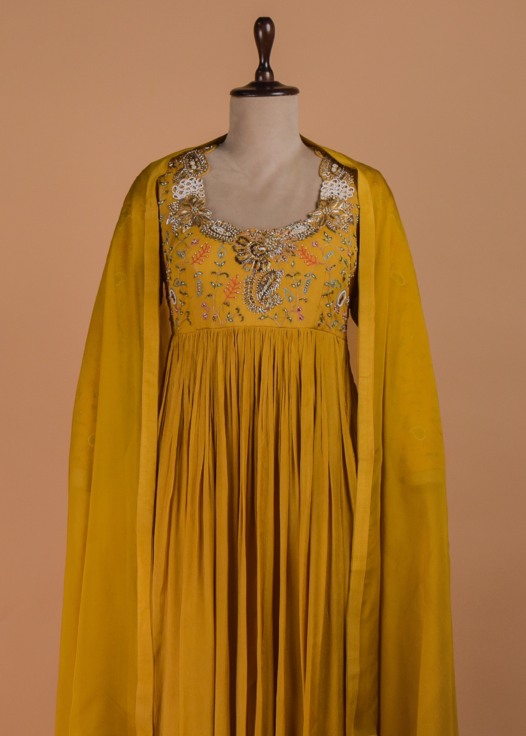 Yellow Georgette Anarkali Kurti