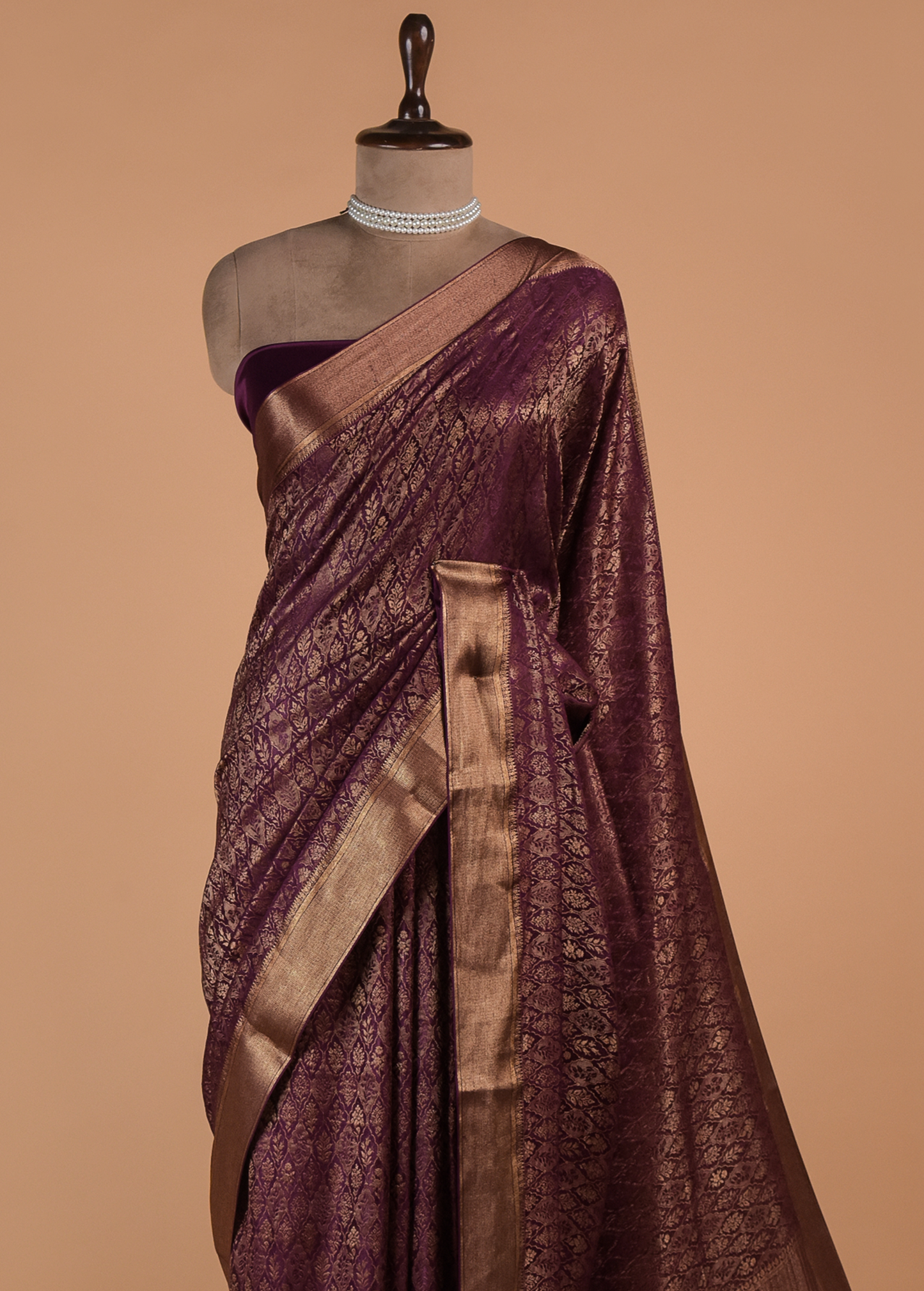 Purple Crepe Banarasi Saree