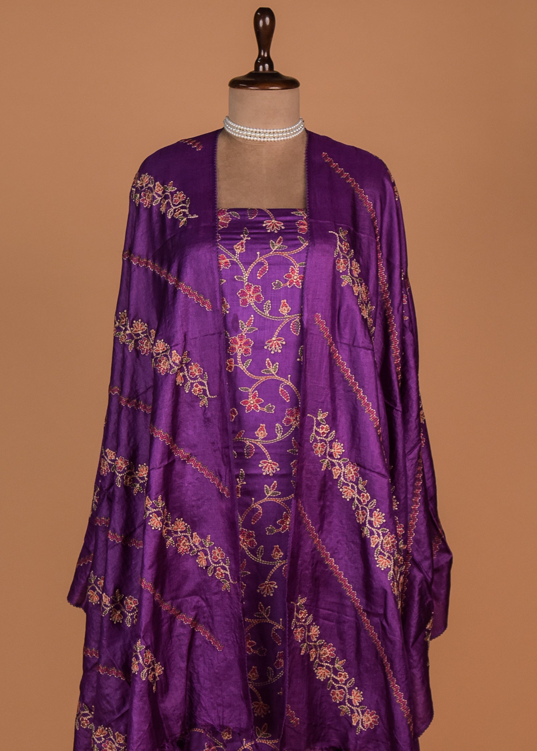Purple Tussar Dress Material