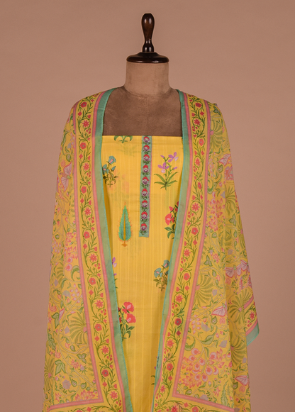 Yellow Cotton Dress Material