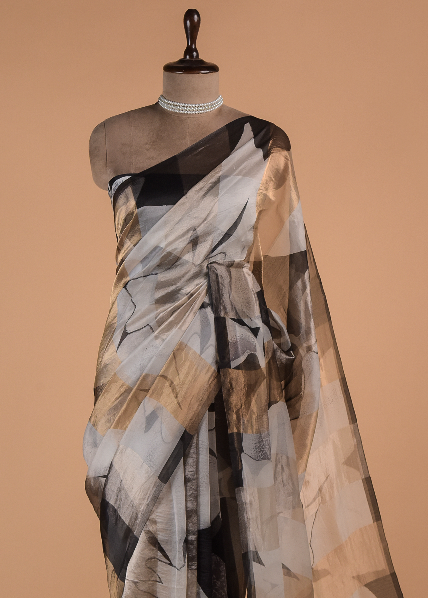 Multicoloured Organza Printed Saree