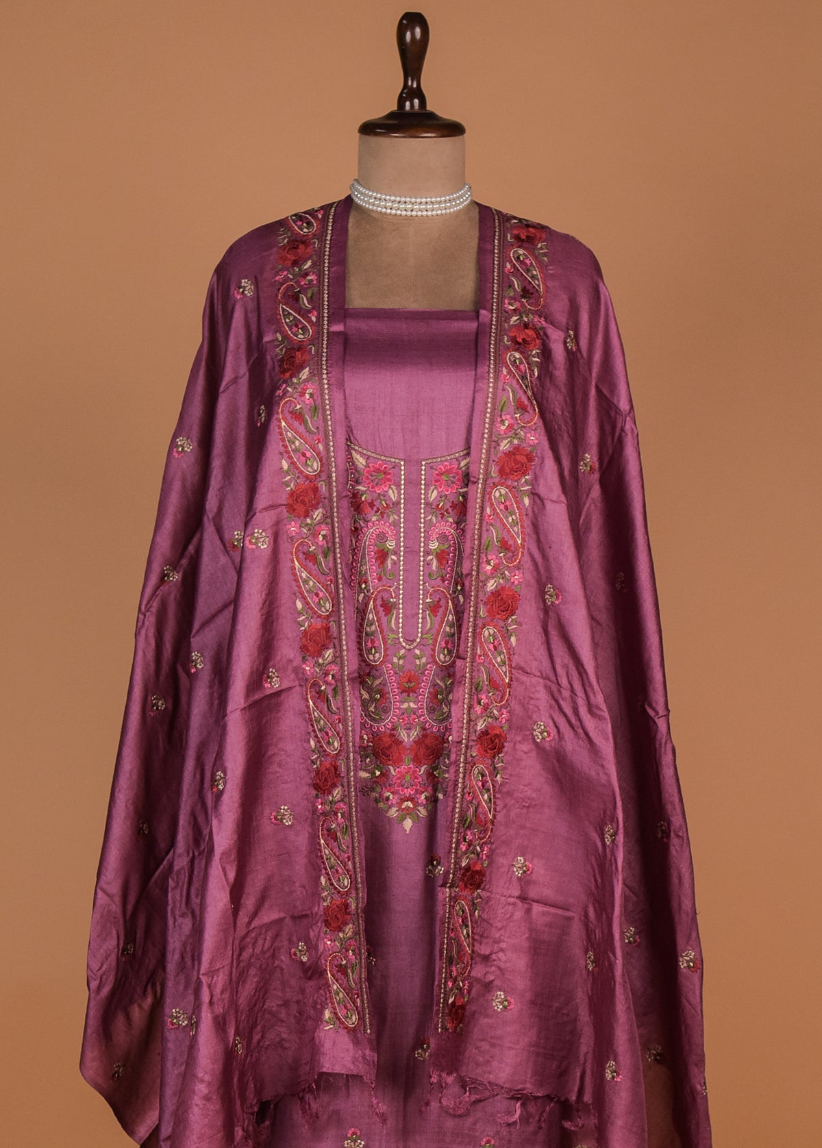 Pink Tussar Dress Material