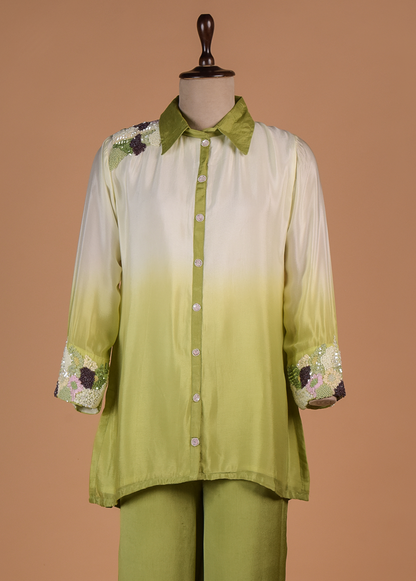 Green Crepe Silk Coord Set