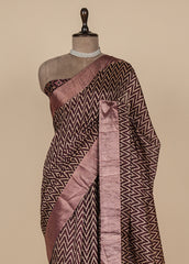 Purple Tussar Printed Saree