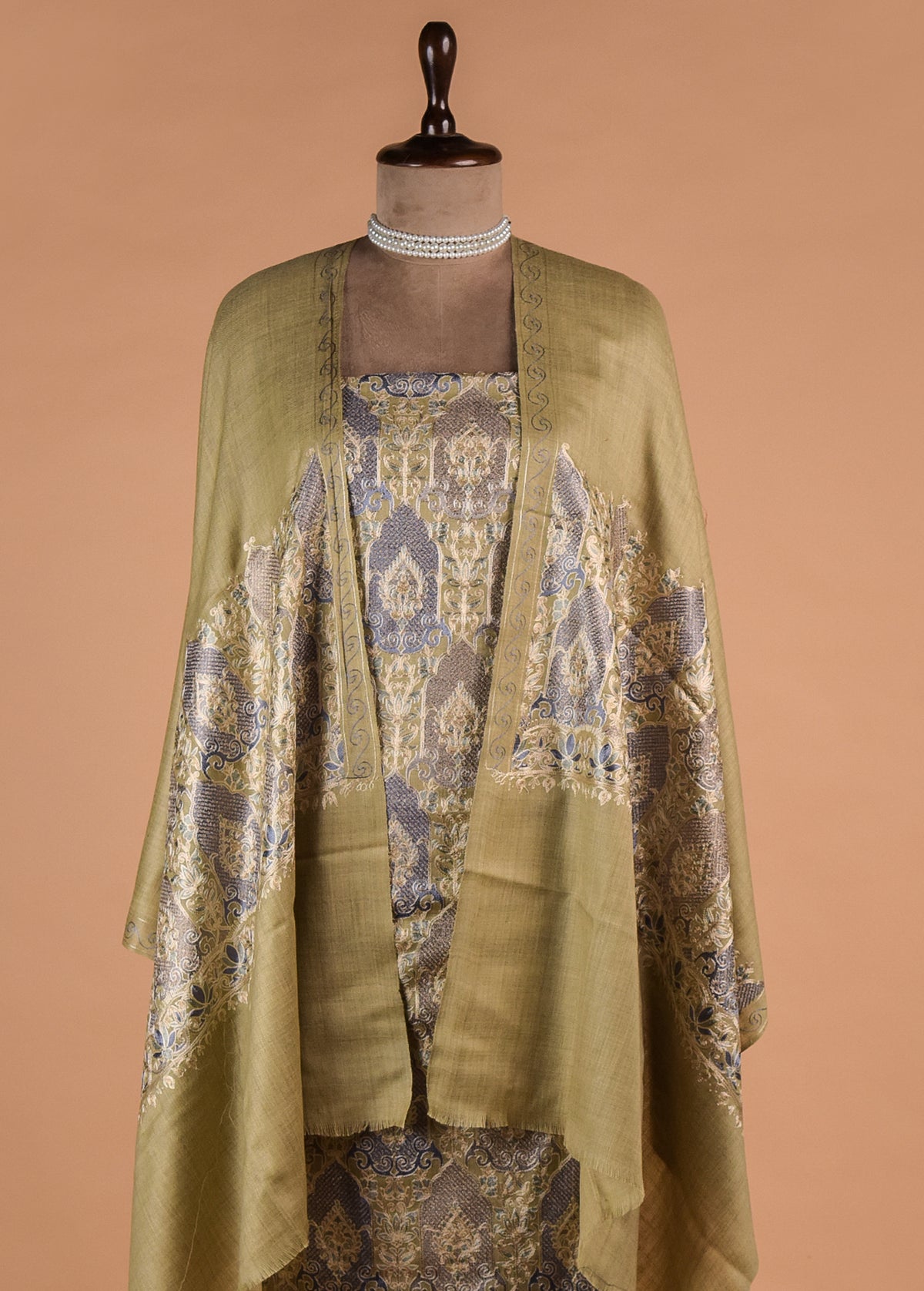 Green Pashmina Dress Material