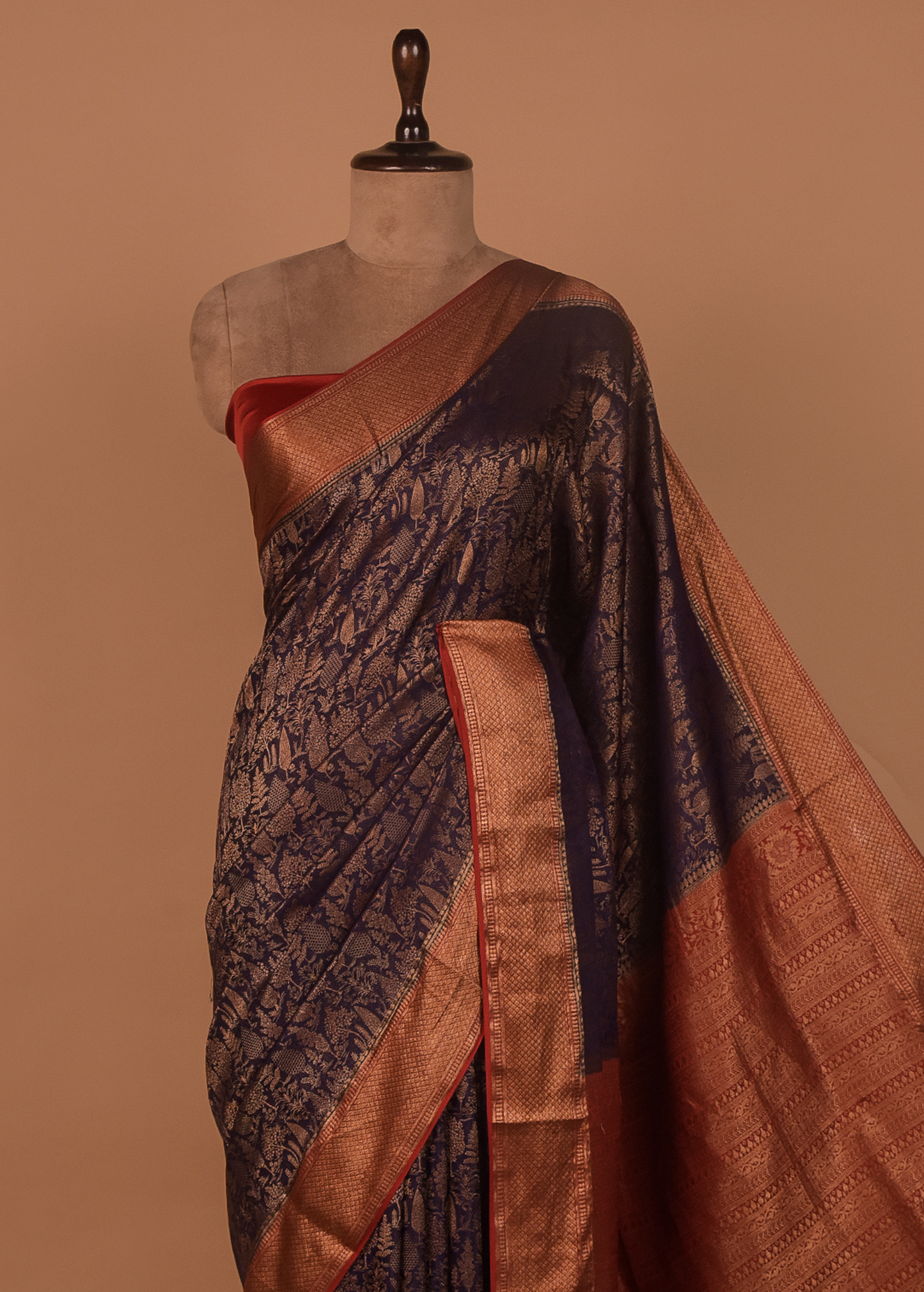 Blue Crepe Banarasi Saree