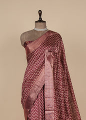 Red Tussar Printed Saree