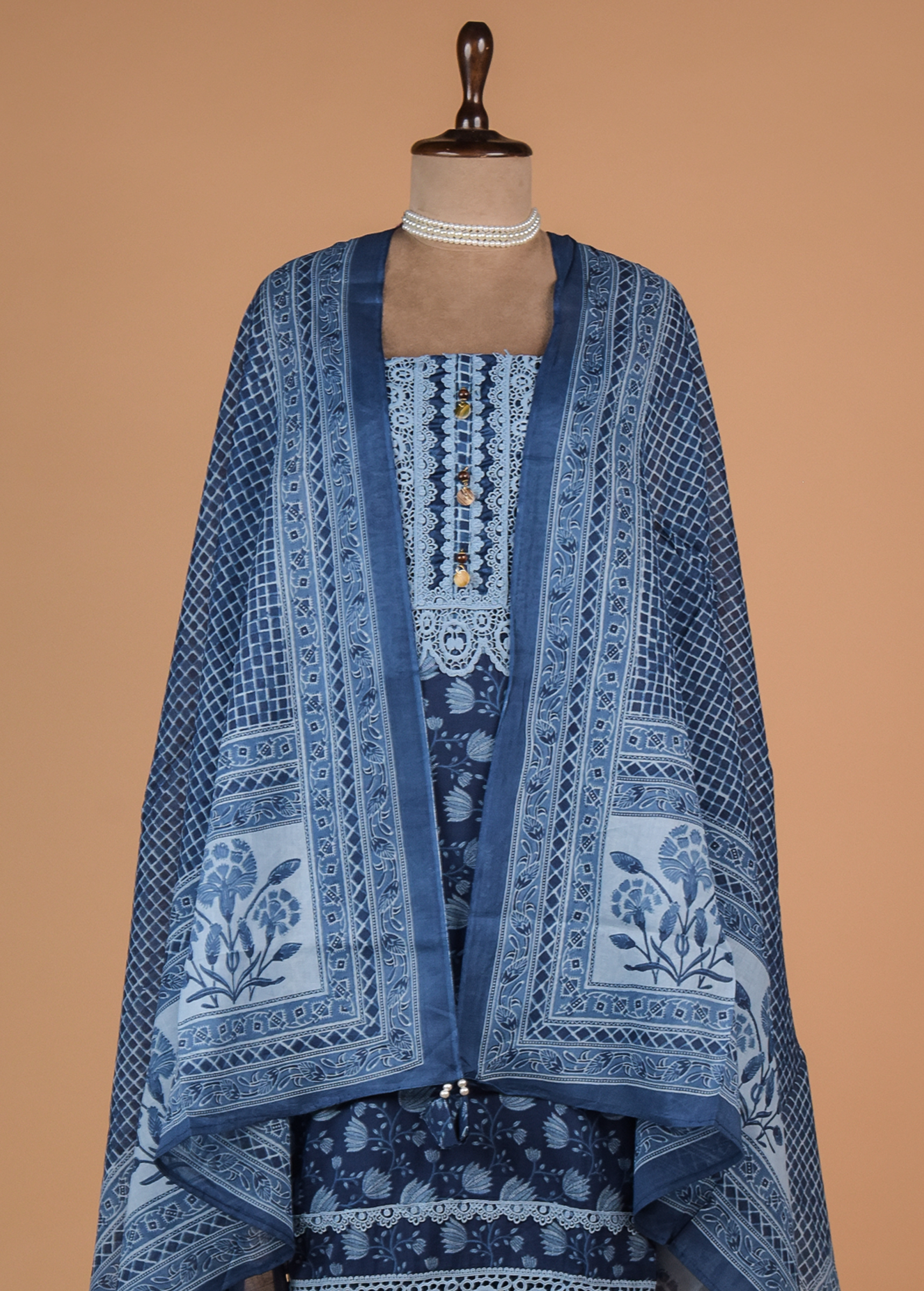 Blue Cotton Dress Material