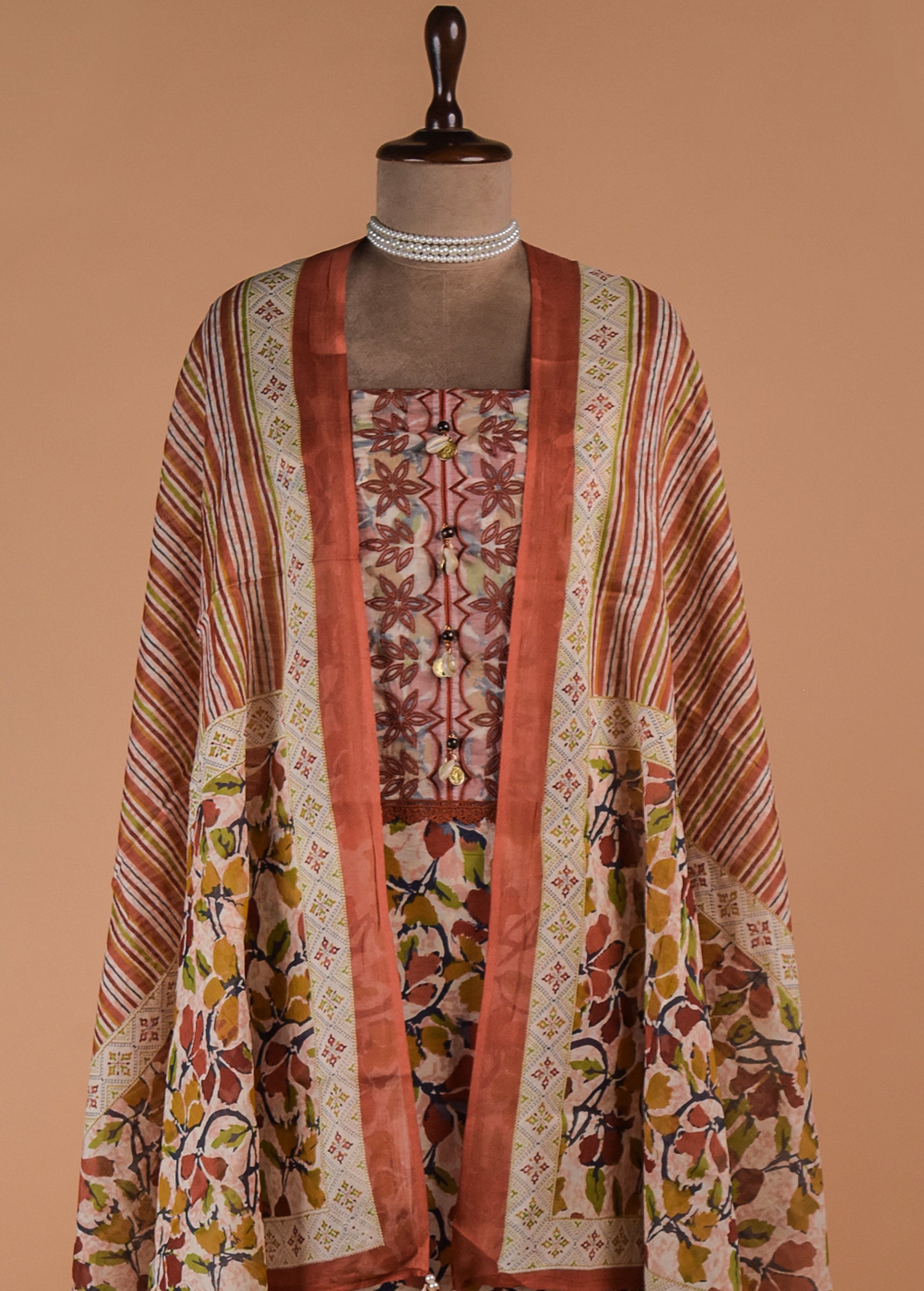 Rust Cotton Dress Material