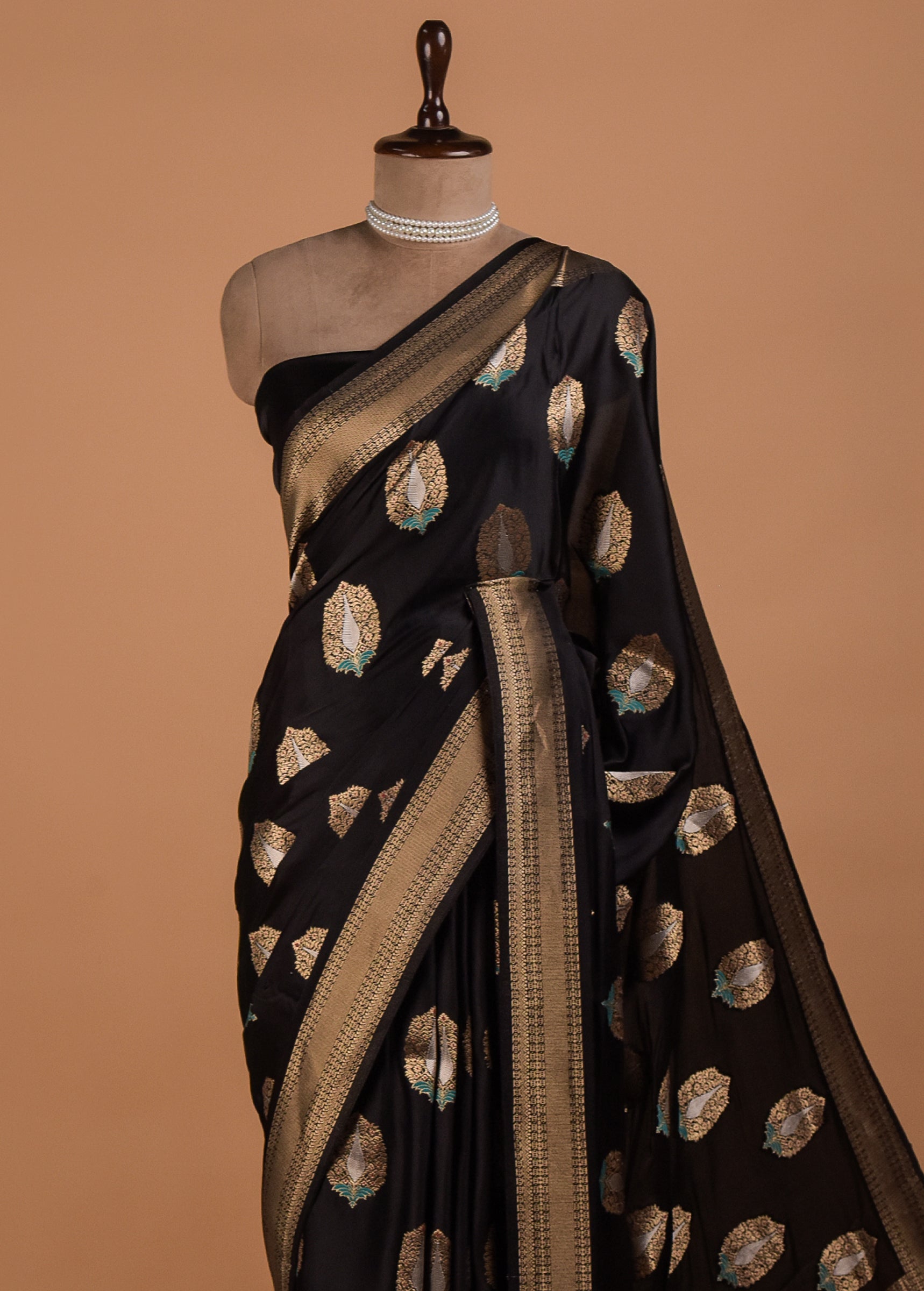 Black Art Satin Banarasi Saree